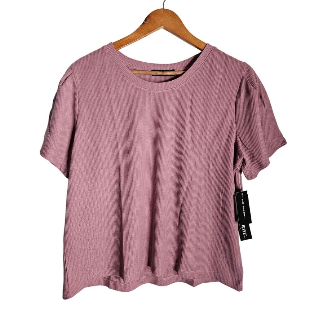 Zoë + Phoebe Womens Waffle Knit Short Sleeve Top XL Pink